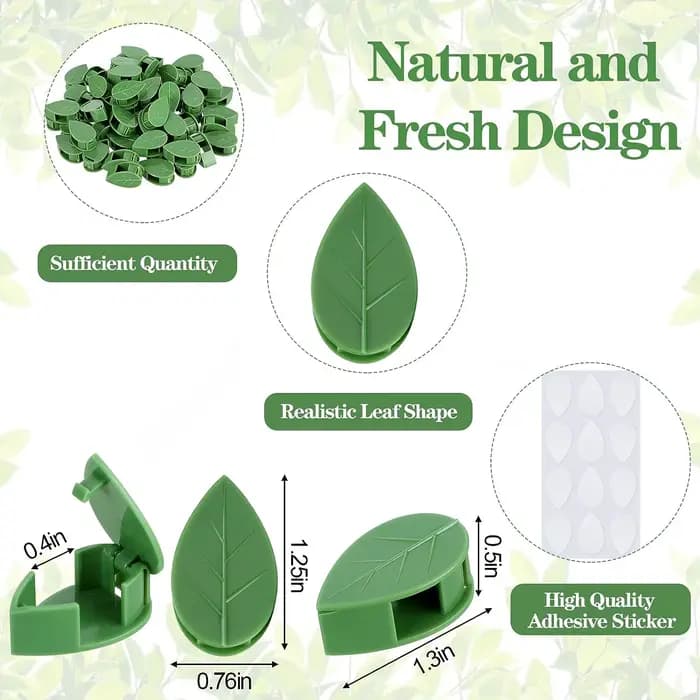 Clips de fixation murale pour plantes grimpantes, autocollant acrylique, simulation de feuille verte