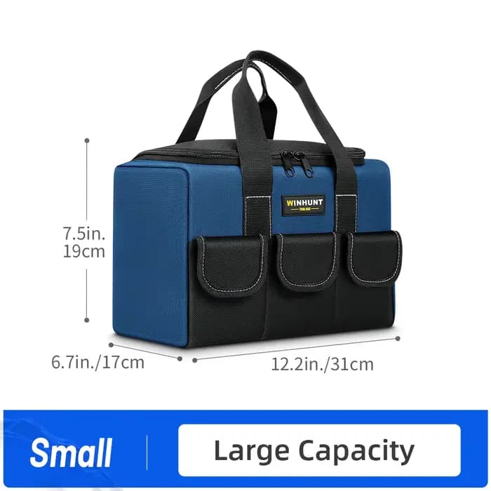 Sac à outils robuste à bouche large avec poches, organisateur pour le stockage et le transport d'out