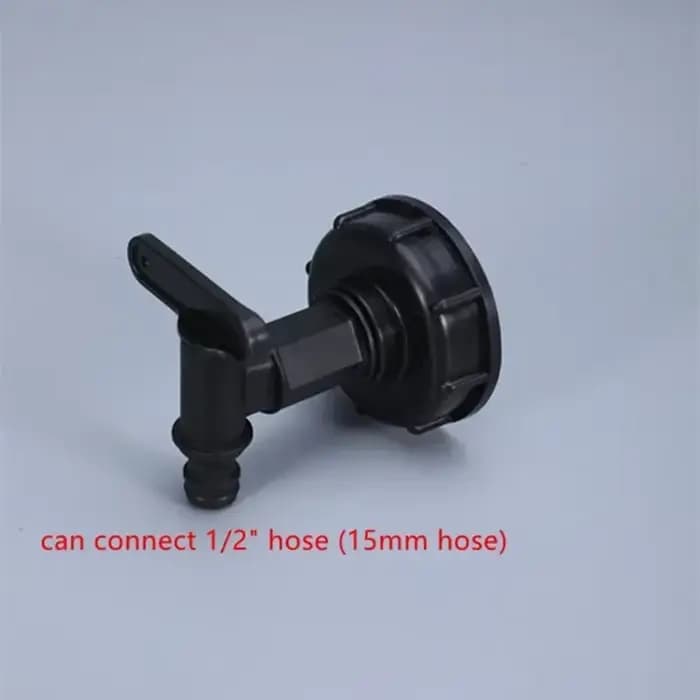 Robinet IBC en plastique précieux, filetage S60 x 6, 1/2 pouces, adaptateur 15mm, connexion de tuyau