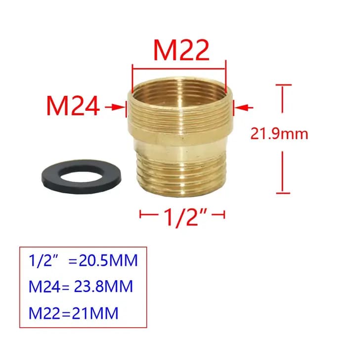 Connecteur de filetage en laiton 1/2 "mâle à M22 M24 M20, pour salle de bains, adaptateur de robinet