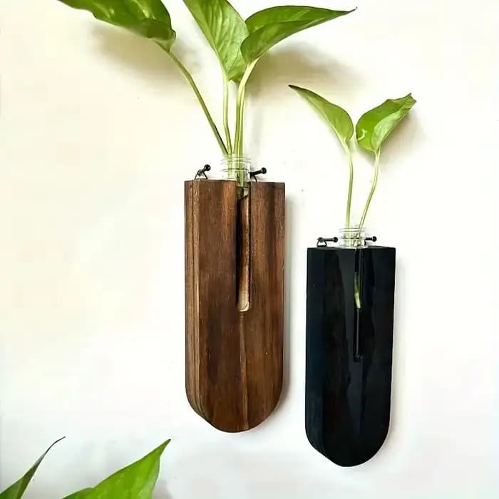 Vase à fleurs en bois avec support en bois, jardinières, mur de Bohême, terrarium de propagation des