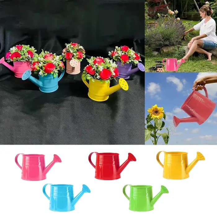 Bouilloire d'arrosage en fer métallique, arrosoir pour plantes de couleur bonbon, arrosoir de jardin