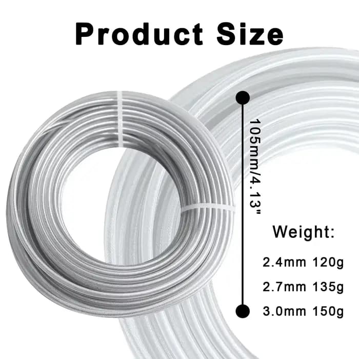 5m/10m/15m * 2.4mm/2.7mm/3mm/4mm ligne de coupe gazon fil de Nylon débroussailleuse corde acier