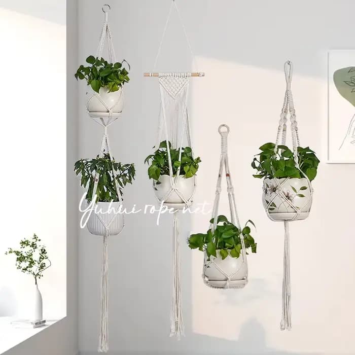 Panier suspendu pour plantes en macramé fait à la main, support pour Pots de jardin, balcon, décorat