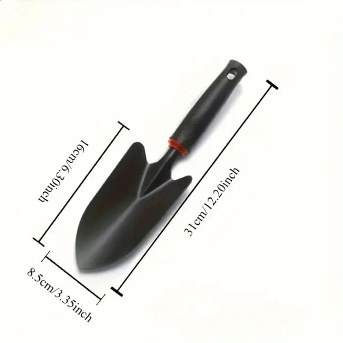 XMSJ Pelle de jardinage en métal durable avec poignée noire ergonomique et accents orange – Parfaite pour la plantation de fleurs et de légumes