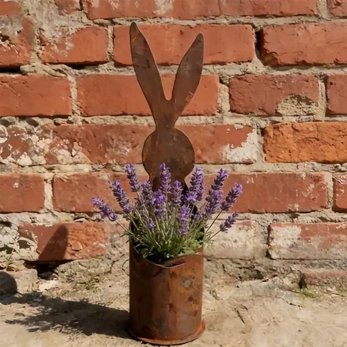 Pot fleurs succulentes en forme lapin en fer fabriqué à main, conteneur adapté jardin extérieur aux