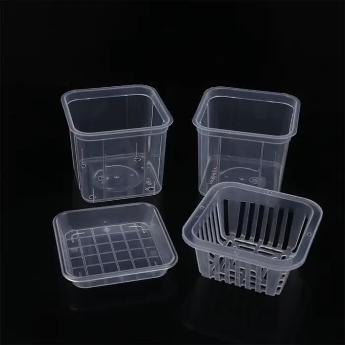 Pot de fleur transparent carré pour contrôle des racines