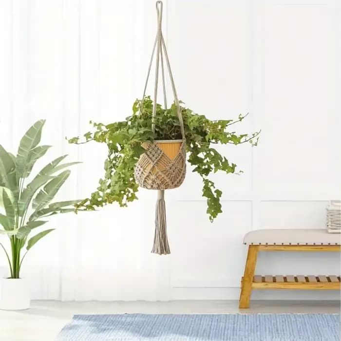 1 pièce Support de plante en macramé style bohème pour plantes succulentes d'intérieur et d'extérieu