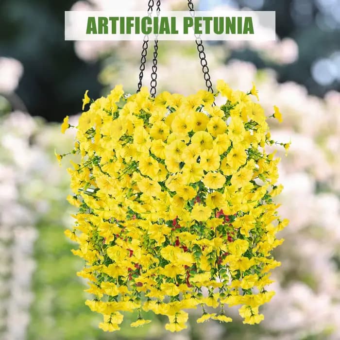 Faux Petunias, fleurs artificielles en soie, résistantes aux intempéries, durables, 2 pièces, pour véranda, jardin, patio, pot, boîte à fleurs