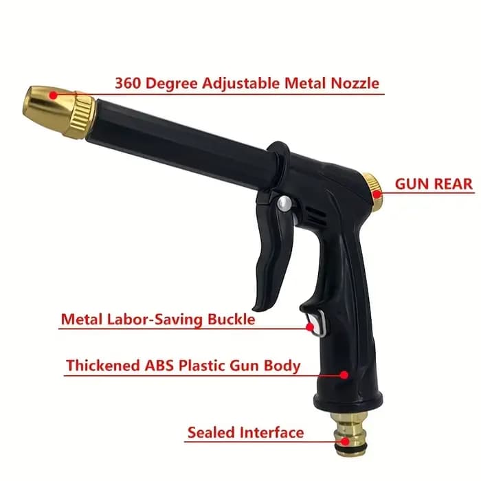 Pistolet à mousse haute pression avec buse réglable, connecteur de tuyau d'arrosage rotatif, pulvéri