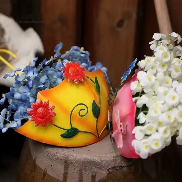 Pot de fleurs rustique en fer en forme de parapluie