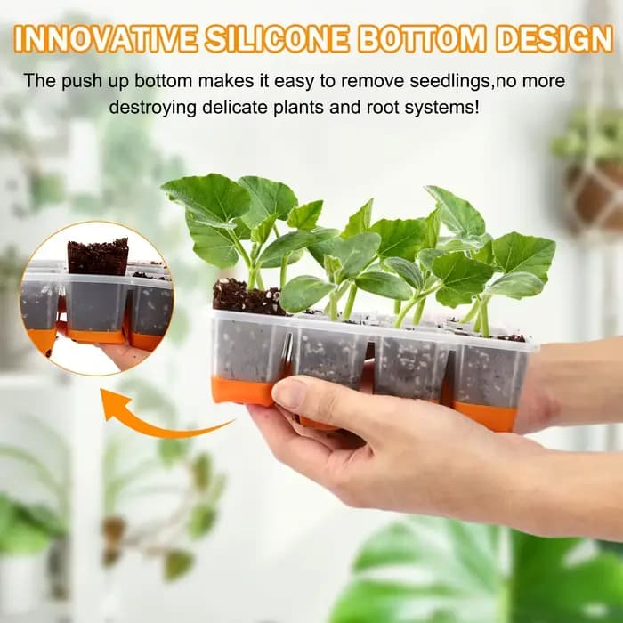 Kit de démarrage pour semis avec plateaux réutilisables pour la plantation de graines, comprenant une mini-serre pour la germination, avec un total de