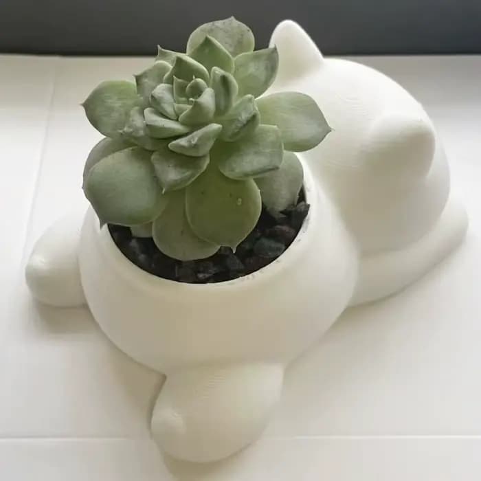 Pot de fleurs en forme de chat imprimé en 3D Kawaii