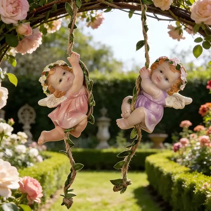 Statuette d'ange suspendue pour jardin