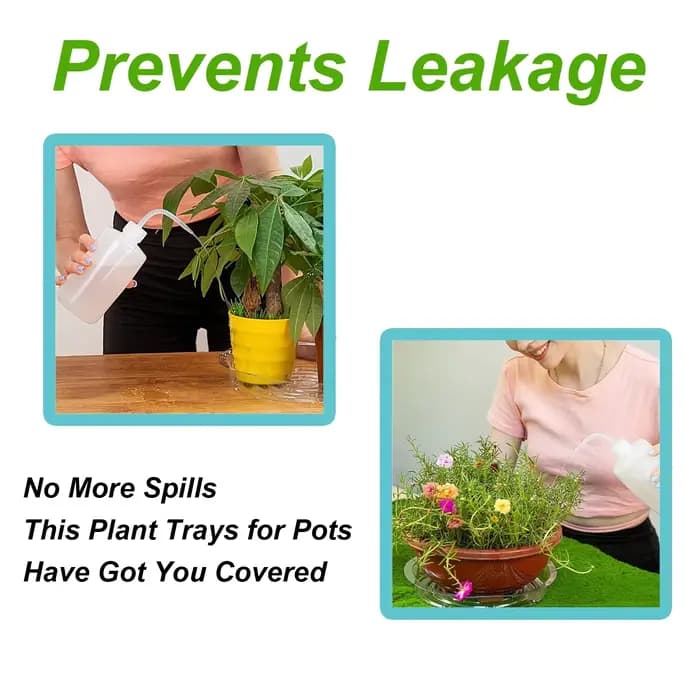 Plateaux d'égouttement de plantes en plastique, ronds et transparents, robustes, pour intérieur et e