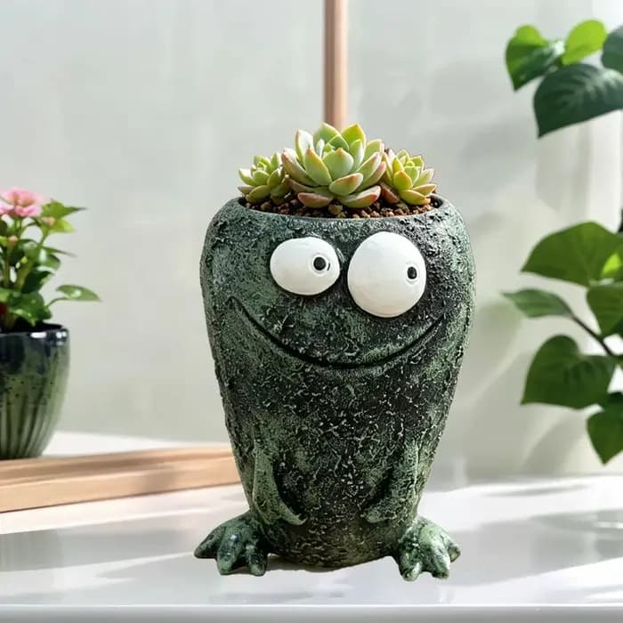 Pot de fleurs fantaisie en forme de grenouille