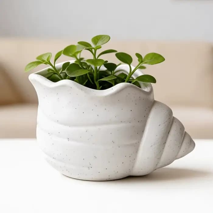 Pot de fleurs créatif en forme de conque imprimé en 3D