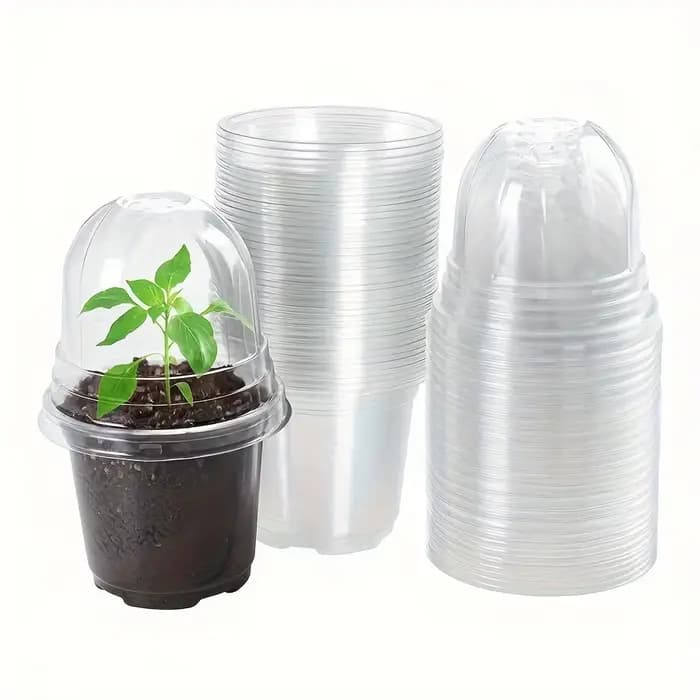 30 ensembles de Pots de pépinière avec dôme d'humidité, Pots de pépinière transparents de 4 pouces (