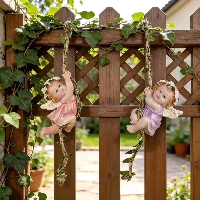 Statuette d'ange suspendue pour jardin