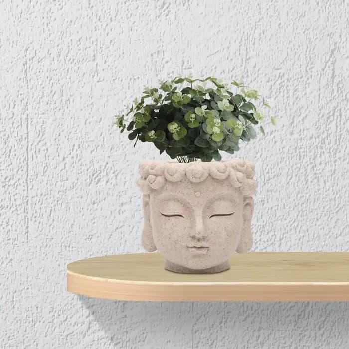 Pot de fleurs en forme de tête de Bouddha, décoration, cadeau, statue, organisateur, conteneur pour