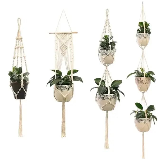 Plante suspendue en macramé faite à la main, Pot de fleur, jardinière, décoration murale, cour, jard