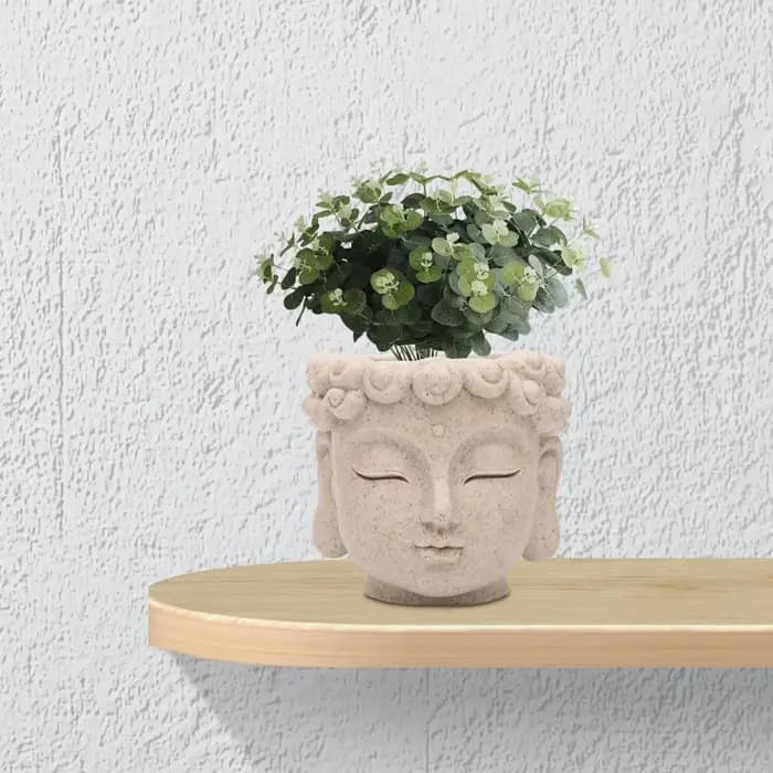 Pot de fleurs en forme de tête de Bouddha, décoration, cadeau, statue, organisateur, conteneur pour plantes, vase à fleurs pour bureau, table de cuisine, centre de table, maison, jardin
