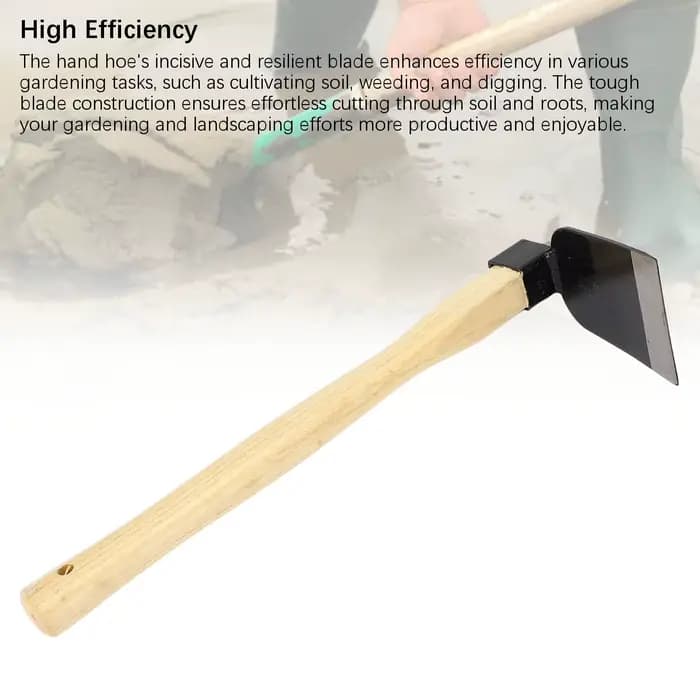 Houe à main de jardinage légère en acier au carbone avec manche ergonomique en bois pour le désherbage domestique