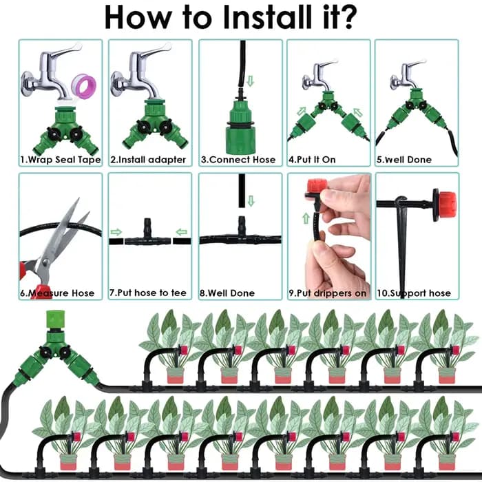 KESLA jardin 1/4 ''Kit d'irrigation goutte à goutte système d'arrosage automatique buses pour terres