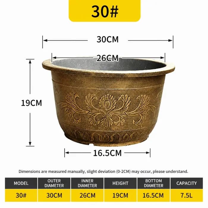 Pot de fleurs en résine Lotus, grande capacité 7,5 L, réservoir d'eau, hauteur 19 cm, pot de fleurs