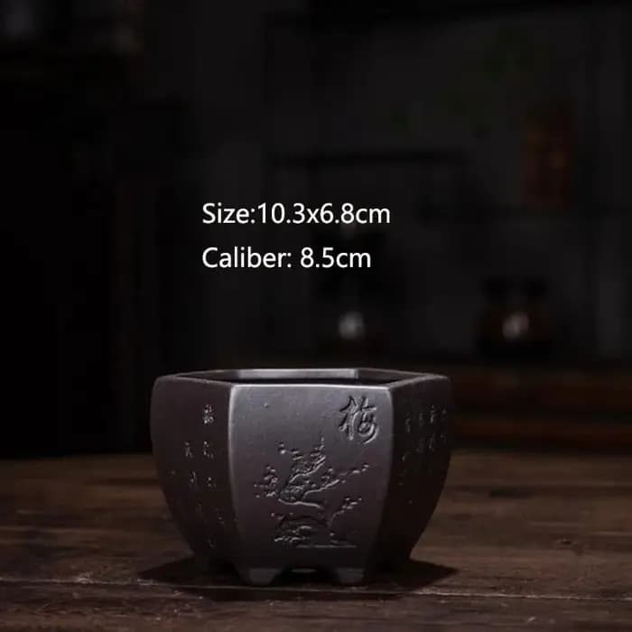 Pot de fleurs à motif Floral orchidée prune en argile violette, Vase à bonsaï avec un trou, Pot de f