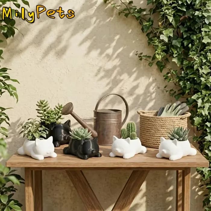 Pot de fleurs en forme de chat imprimé en 3D Kawaii