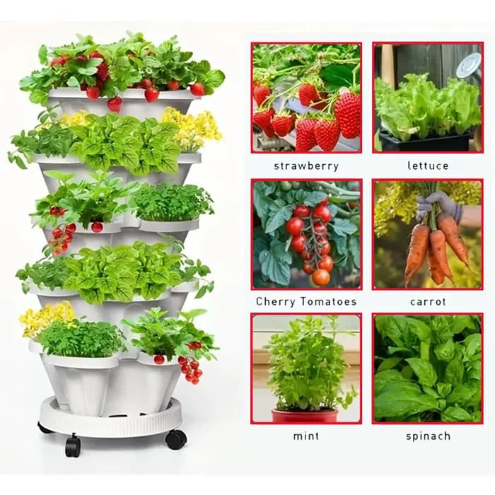 Pot de fleur empilable multi-documents, récipient de plantation vertical, 3 pétales, 4 pétales, Harv