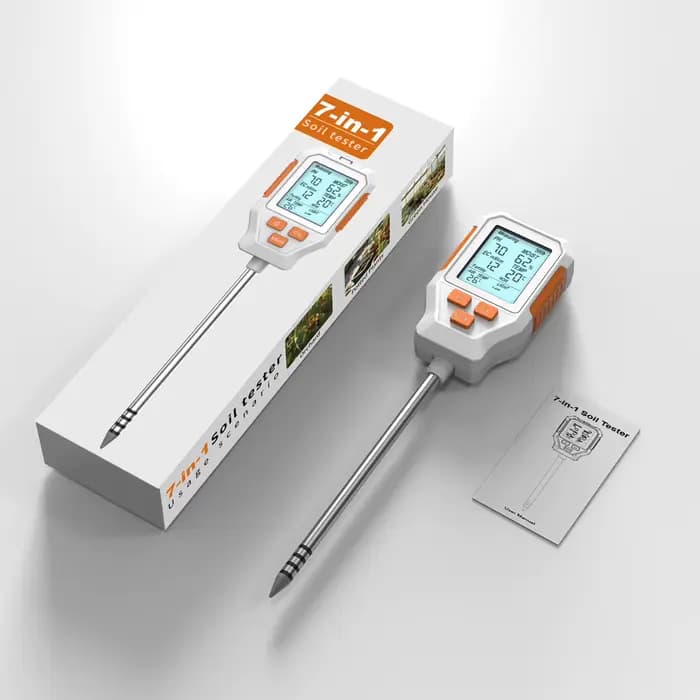 Nouveau testeur numérique de sol LCD 7 en 1 pour jardin : PH/EC/Température/Humidité/Température de l'air/Fertilité/Luminosité