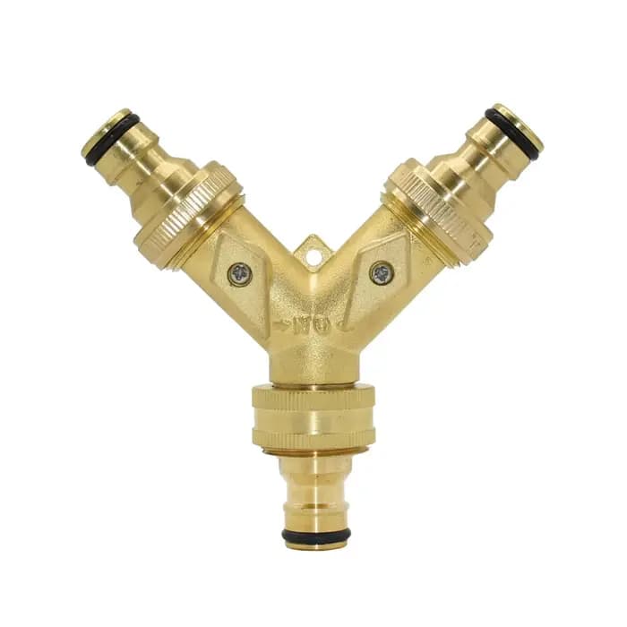 Séparateur d'eau du robinet de jardin à 2 voies en laiton, Valve d'irrigation 3/4 Y, connecteur rapi