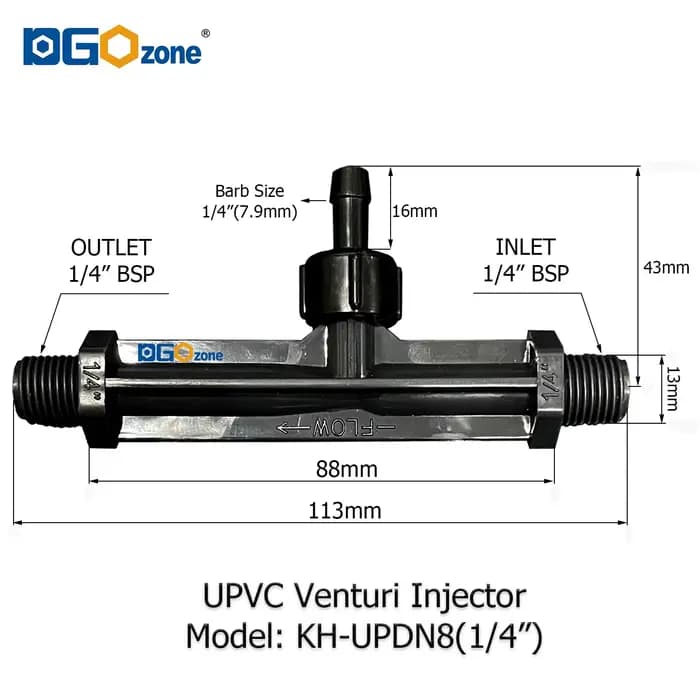 DGOzone – injecteur Venturi UPVC pour mélanger le liquide Venturi avec Valve, filetage BSP 1/2 "3/4"