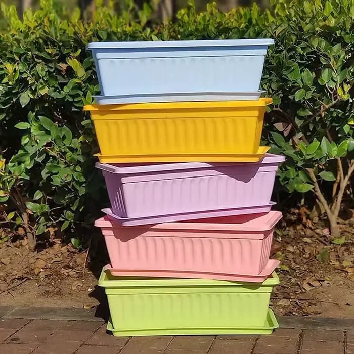 1 pot de fleurs rectangulaire en plastique pour balcon, jardinage intérieur, pots respirants pour pl