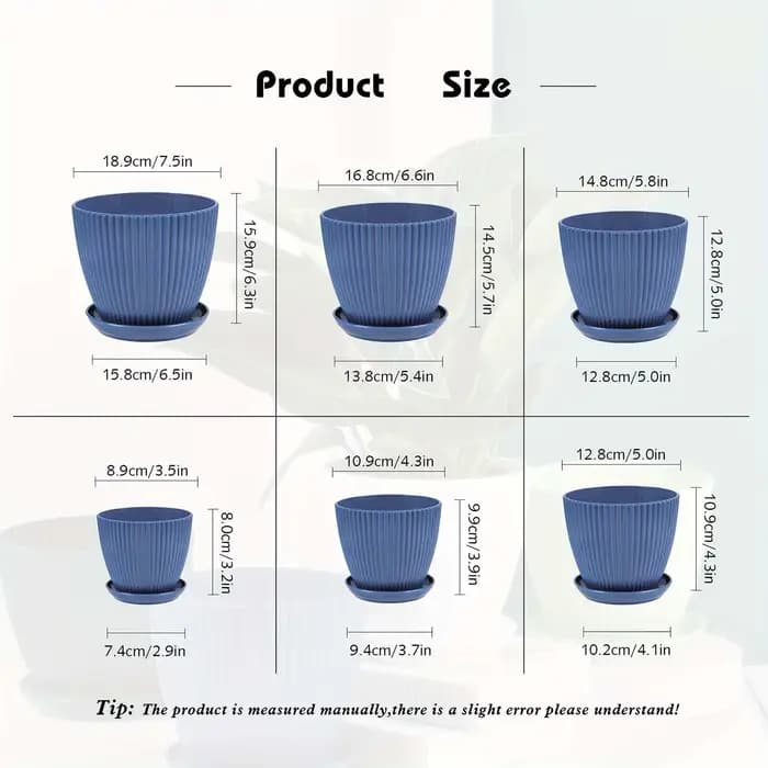 Pot de fleurs vertical rayé épaissi en plastique non-céramique avec soucoupe, pour balcon et bureau, décoration de plantes en pot, tendance 2026