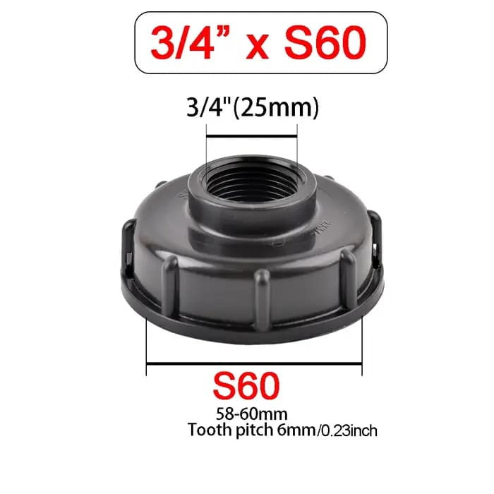 Adaptateur d'Eau IBC à Filetage Grossier S60x6