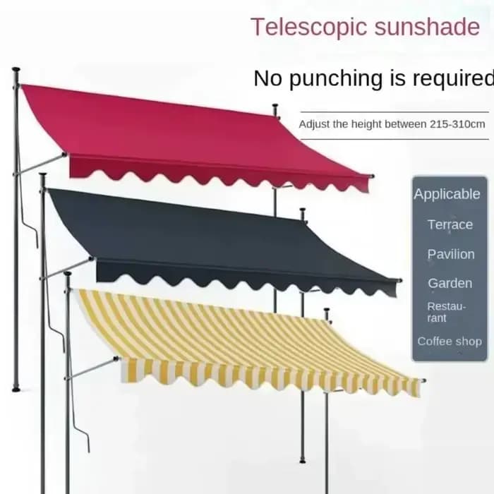 Parasol de terrasse pliable et rétractable, protection contre la pluie et le soleil, auvent latéral,