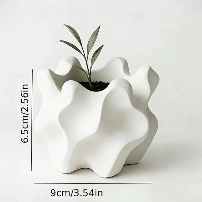 Pot de fleurs géométrique rétro moderne avec trou de drainage