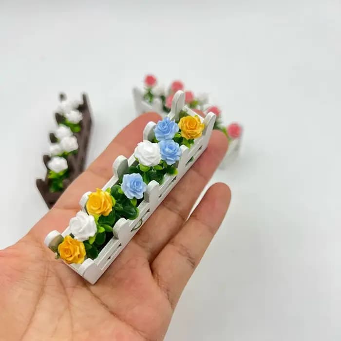 Mini clôture de Roses en pot, ensemble de fleurs, modèle de cloison de balcon, échelle, ornements miniatures, accessoires Photo, décoration de maison, décor de bureau