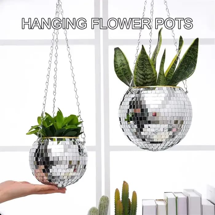 Chang Ball-Pot de Fleur Rond en Plastique avec Miroir