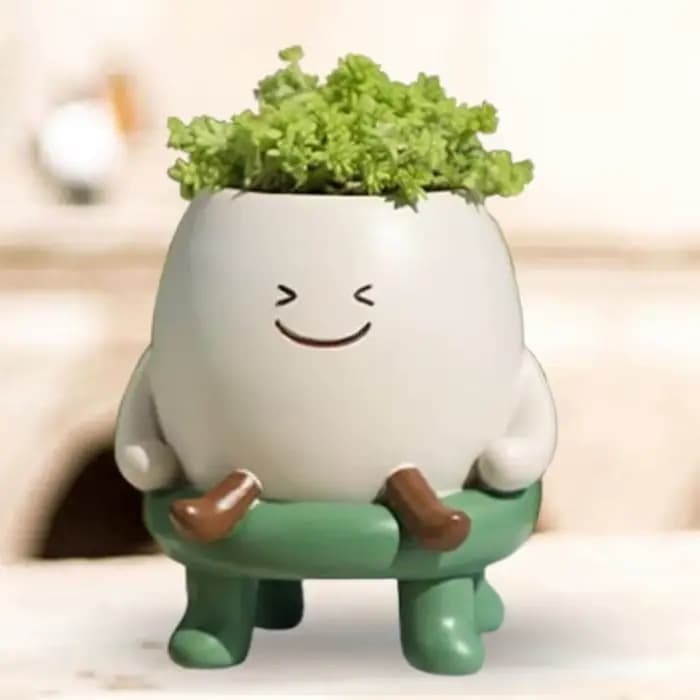 Pot à Cactus 9x10cm, Jardinière Mignonne, Jardinière Élégante avec Jambes Souriantes, Mini Pots en Résine, Cadeau