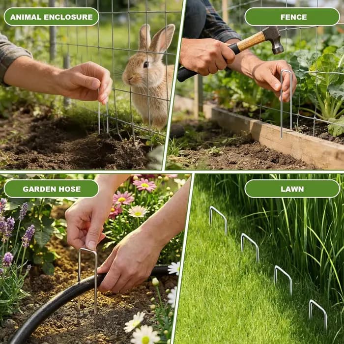 100-400 Pcs Piquets de jardin en U avec rondelles amortissantes