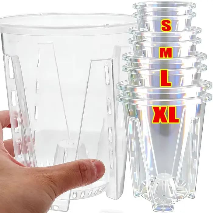Pot de fleurs en plastique PP transparent S/M/L/XL