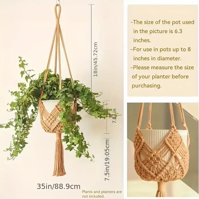 1 pièce Support de plante en macramé style bohème pour plantes succulentes d'intérieur et d'extérieu
