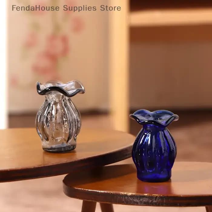 Vase en verre miniature pour maison de poupée 1:12