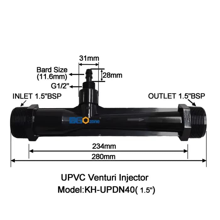 DGOzone – injecteur Venturi UPVC pour mélanger le liquide Venturi avec Valve