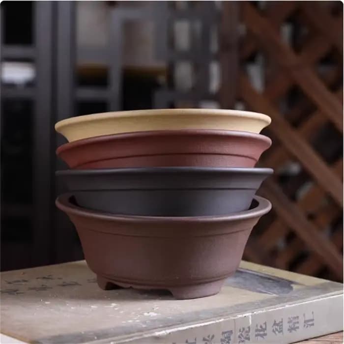 Pot de bonsaï en poterie fait à la main en argile violette