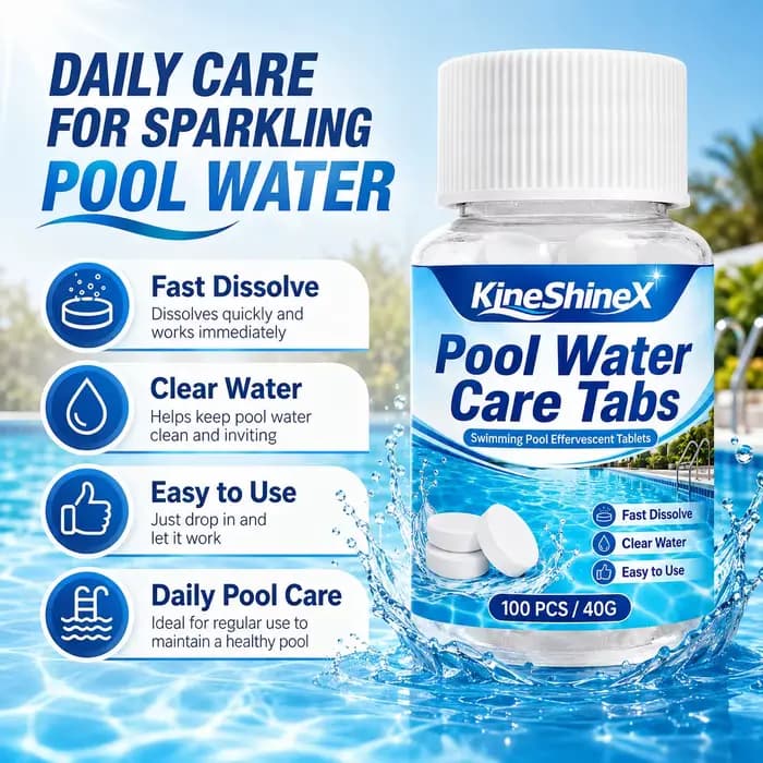 Comprimés de traitement d'eau à action rapide, comprimés pour l'entretien de l'eau de piscine, 100 pièces – Effervescents pour piscine, dissolution rapide, eau claire et propre